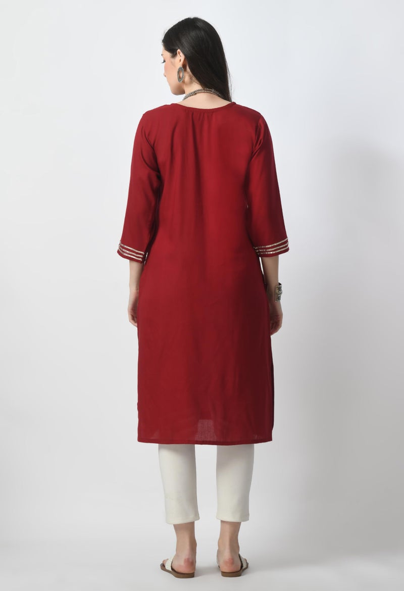 LIBOZA Store LIBOZA Kurta for Women – Embroidered Ladies Kurti, Stylish Girls Top, Ethnic Full Kurtas, Straight Design Kurtis for Woman - Image 2