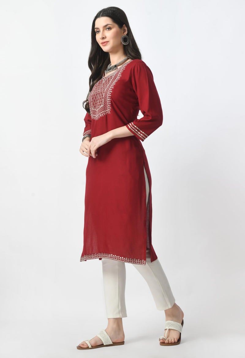 LIBOZA Store LIBOZA Kurta for Women – Embroidered Ladies Kurti, Stylish Girls Top, Ethnic Full Kurtas, Straight Design Kurtis for Woman - Image 5