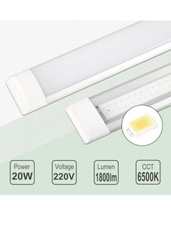 إسنكو 2 عبوة من مصابيح LED Batten بطول 2 قدم، 20 وات، ضوء النهار 6500 كلفن، تركيب منخفض الارتفاع على الحائط أو السقف، مناسب للمنزل/ورشة العمل/المكتب/المدرسة/المطعم (2 قدم)  - Image 3