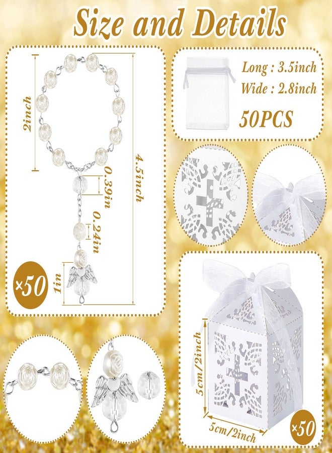 Leinuosen 200 Pcs Christmas Baptism Rosary First Communion Favors Include Mini Rosary Beads Bulk Baptism Boxes White Organza Bags Thank You Kraft Tags Religious Gift for Catholic Wedding Party Decor - Image 2