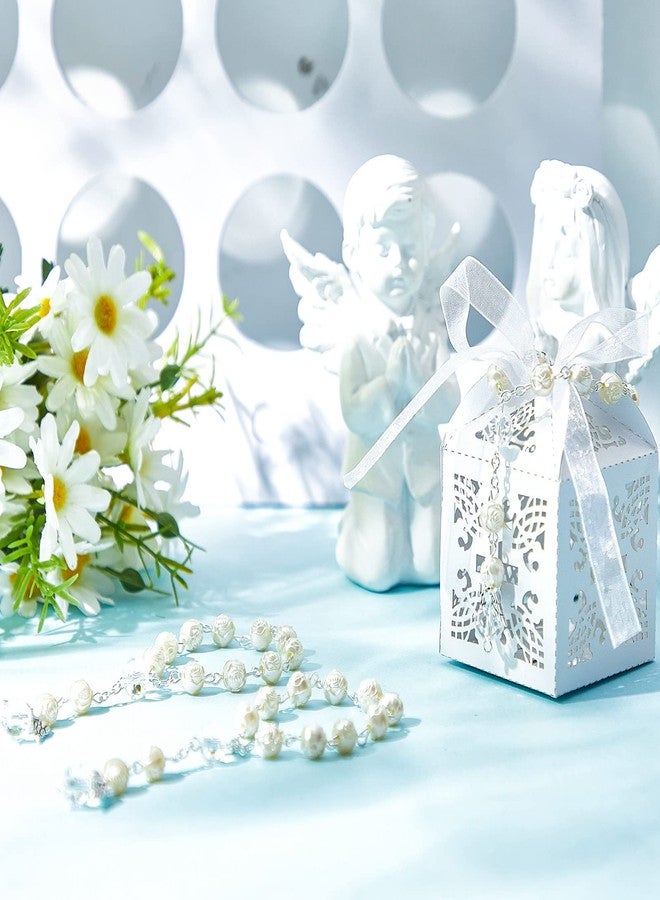 Leinuosen 200 Pcs Christmas Baptism Rosary First Communion Favors Include Mini Rosary Beads Bulk Baptism Boxes White Organza Bags Thank You Kraft Tags Religious Gift for Catholic Wedding Party Decor - Image 5
