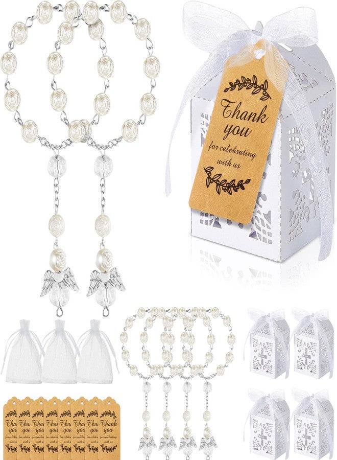 Leinuosen 200 Pcs Christmas Baptism Rosary First Communion Favors Include Mini Rosary Beads Bulk Baptism Boxes White Organza Bags Thank You Kraft Tags Religious Gift for Catholic Wedding Party Decor - Image 1