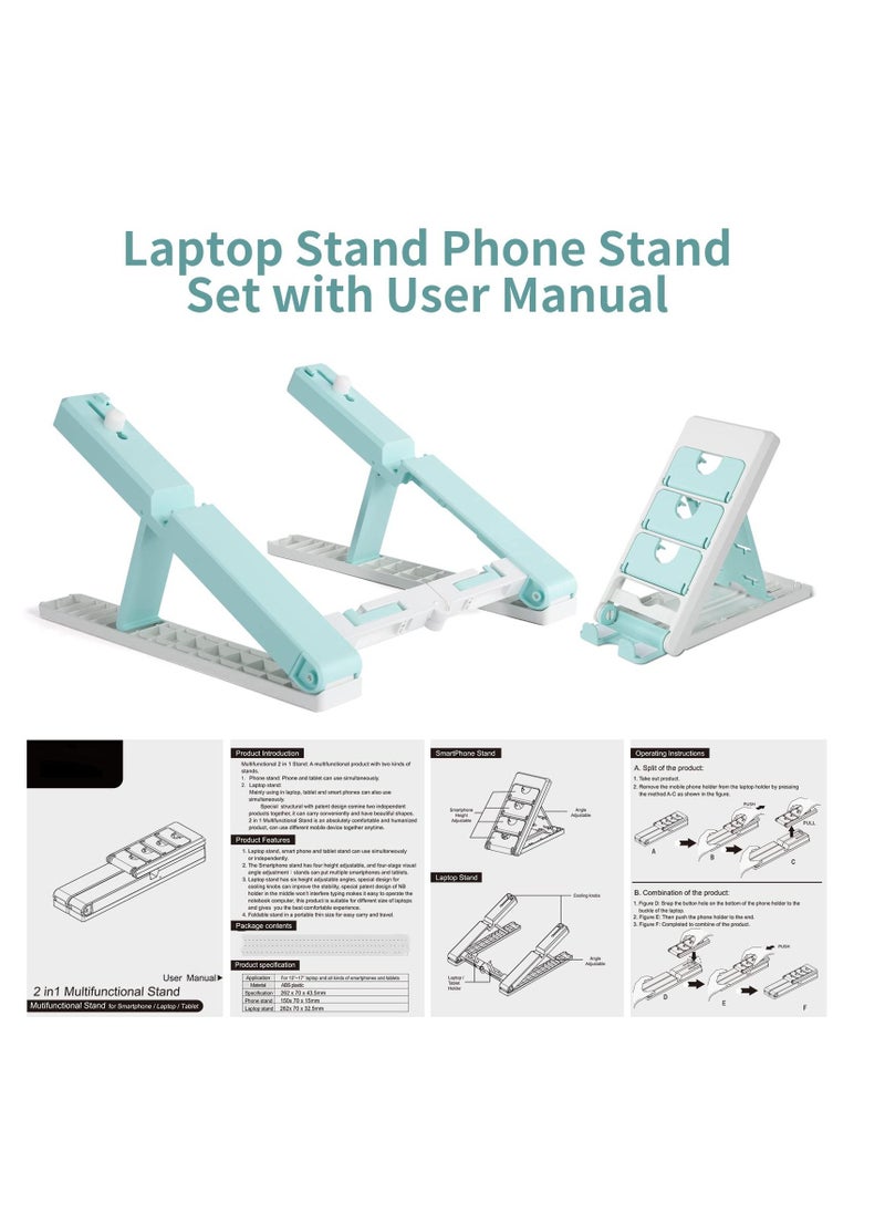 SYOSI - Collapsible Laptop Stand - Ergonomic Foldable Notebook Holder, Compatible with 12-16”Laptops with Phone Tablet Stand, 6 Support Angles - Image 1