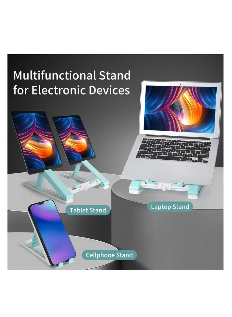 SYOSI - Collapsible Laptop Stand - Ergonomic Foldable Notebook Holder, Compatible with 12-16”Laptops with Phone Tablet Stand, 6 Support Angles - Image 1