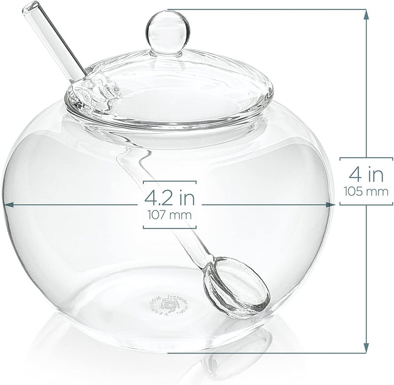 Teabloom Stain-free & Odor-free Borosilicate Glass Sugar and Creamer Set - Tea or Coffee Serving Set Includes Cream Pitcher, Sugar Bowl with Lid and Spoon (Serves up to 5-6 People) - Image 5