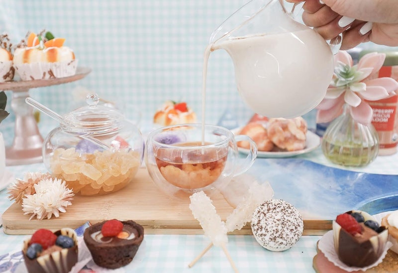 Teabloom Stain-free & Odor-free Borosilicate Glass Sugar and Creamer Set - Tea or Coffee Serving Set Includes Cream Pitcher, Sugar Bowl with Lid and Spoon (Serves up to 5-6 People) - Image 3