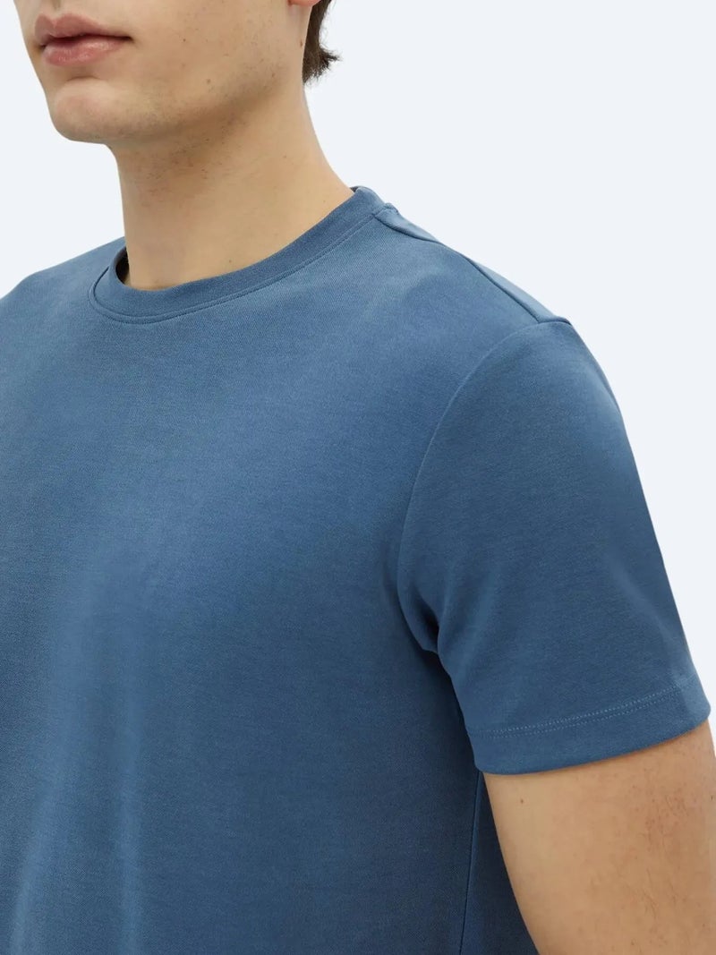 Kip Indigo Plain Crew Neck T-Shirt - Image 4