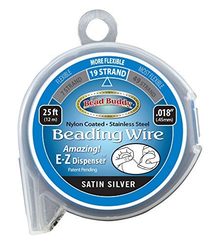 Bead Buddy 19 Strand Beading Wire, Satin Silver 25ft 0.18" - Image 1