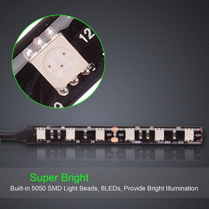 كينستكس قطعتان 6 مصابيح LED شريط ضوء LED للدراجة النارية مؤشر إشارة الانعطاف أضواء وميض شريطية ضوء احتياطي للوحة الترخيص 12 فولت عالمي للدراجات النارية وعربات ATV والدراجات البخارية والمركبات - كهرماني - Image 4