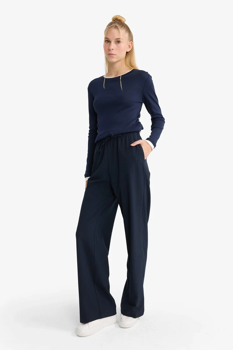 Defacto Wide Leg Regular Waist Tie Waist Trousers