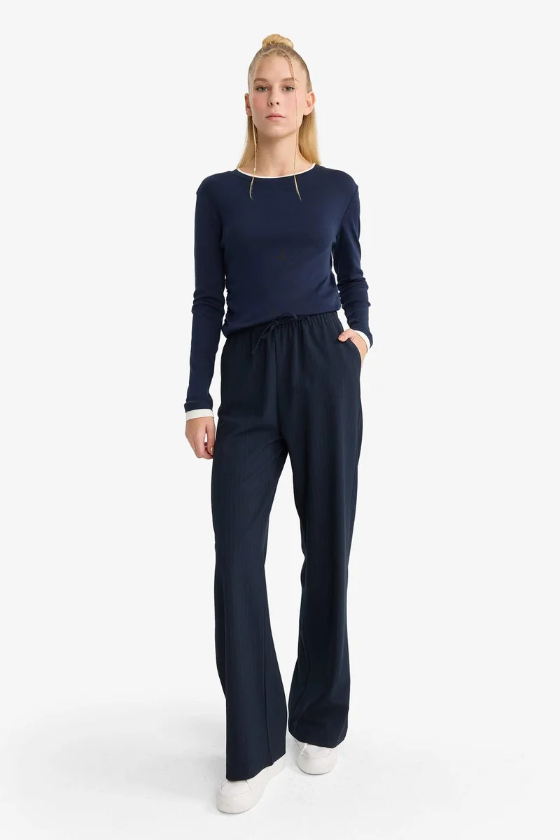 Defacto Wide Leg Regular Waist Tie Waist Trousers