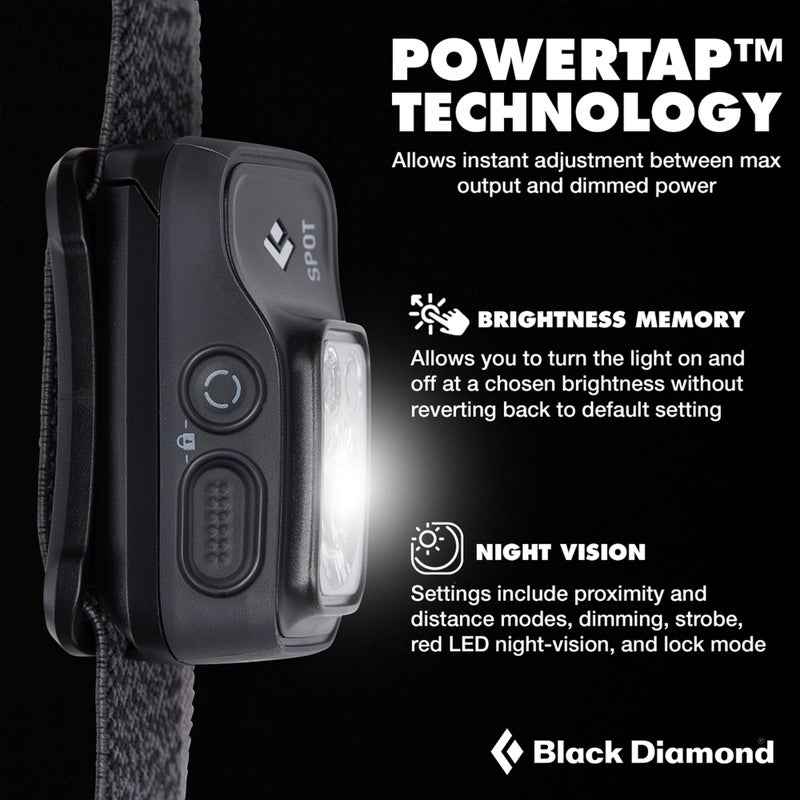 BLACK DIAMOND Spot 400 Headlamp | 400 Lumens Brightness, Dimmable | Waterproof & Durable | 3X AAA Battery Operated (Included) | Graphite - Image 3