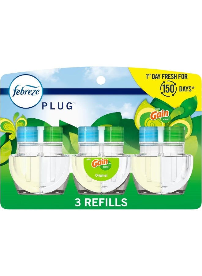 febreze Febreze Plug In Air Freshener, Odor-Fighting Scented Oil Refill, Gain Original Scent, 0.87oz Refills, 3 Count - Image 1