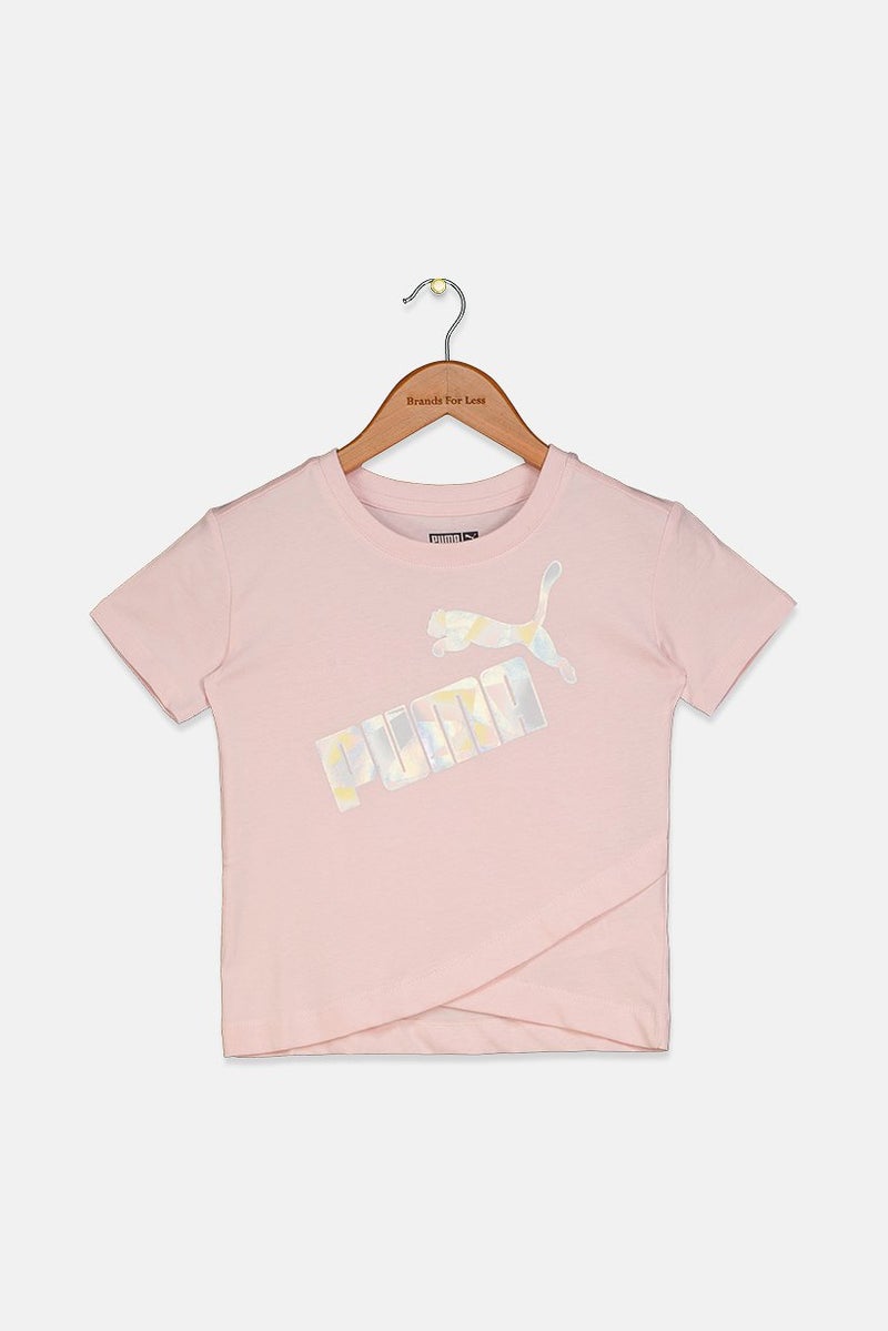 PUMA Kid Girls Round Neck Brand Logo Sports T-shirt, Pink  - Image 1