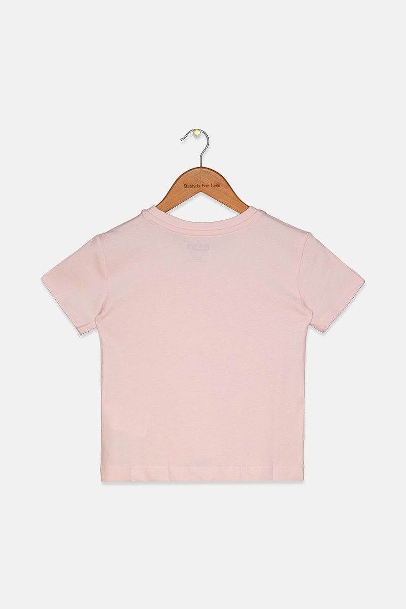 PUMA Kid Girls Round Neck Brand Logo Sports T-shirt, Pink  - Image 2