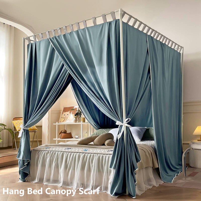 AIKASY Twin Size Canopy Bed Frame with Outer Support, Thickened Metal Poles & Four Corner Brackets, Compatible with Metal/Wood Base (White) - Image 4