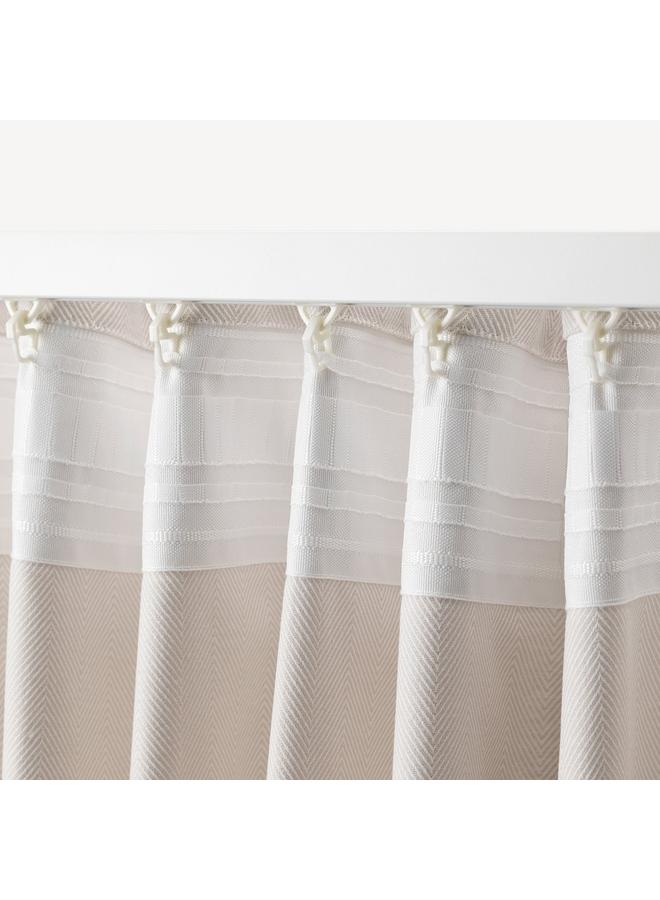 erorex Curtains, 1 Pair, Beige/With Heading Tape, 145X300 Cm - Image 3