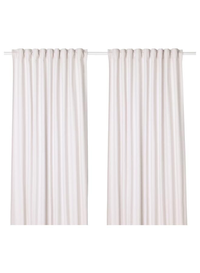 erorex Curtains, 1 Pair, Beige/With Heading Tape, 145X300 Cm - Image 1