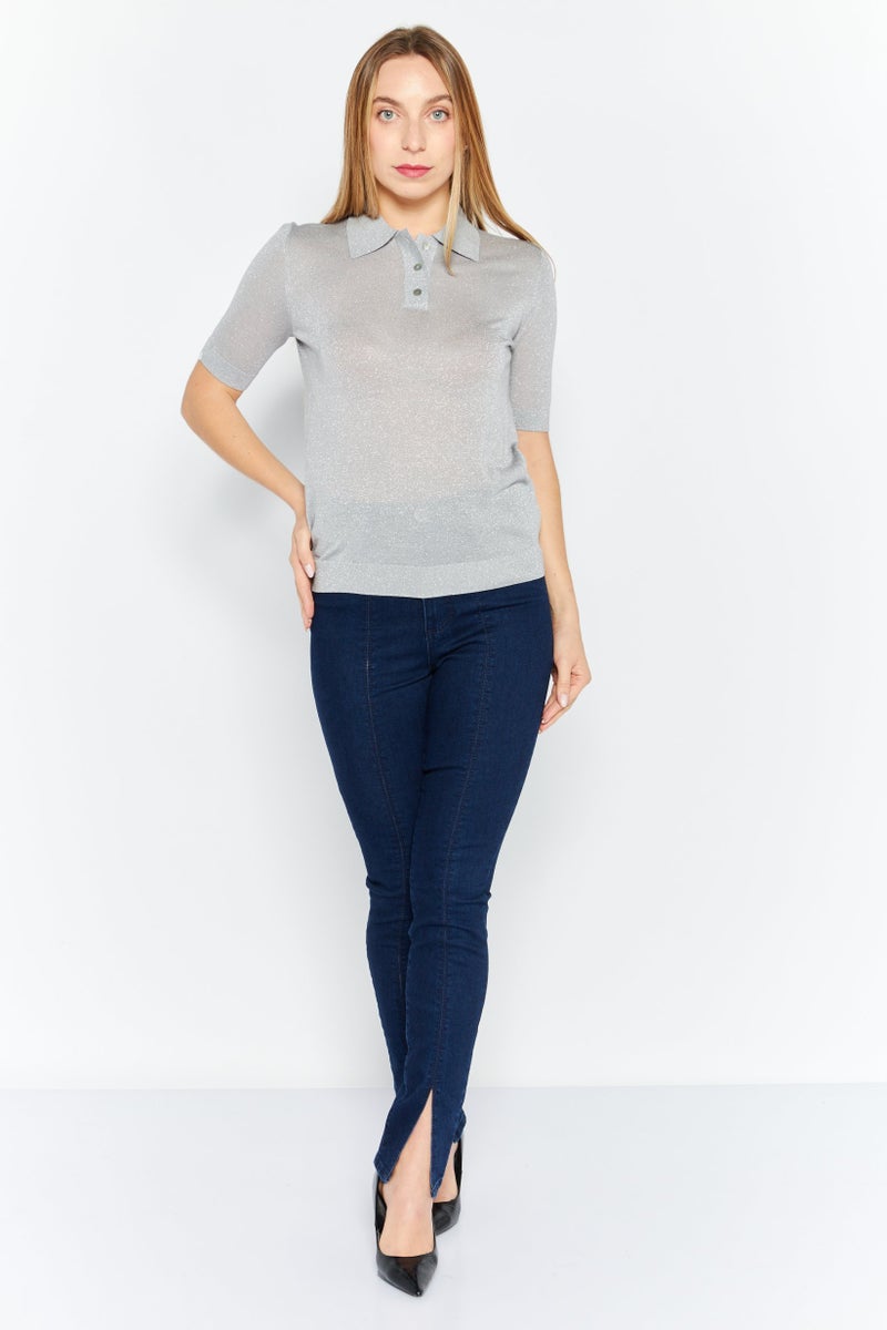 INC Women Skinny Fit Seamed Front Slit Stretchable Jeans, Dark Indigo - Image 4