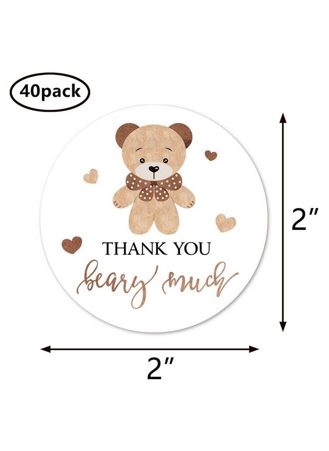 MAGJUCHE - Brown Bear Thank You Stickers 2 Inch Bear Boy Or Girl Baby Shower Birthday Party Labels 40Pack - Image 1