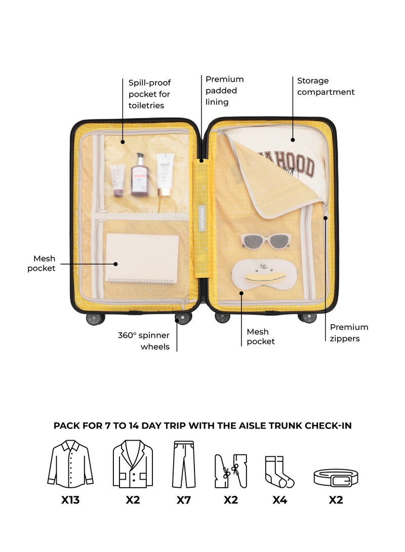 Mokobara The Aisle Trunk Check-In Luggage - Durable Polycarbonate Material | Money Moves, Black - Image 5