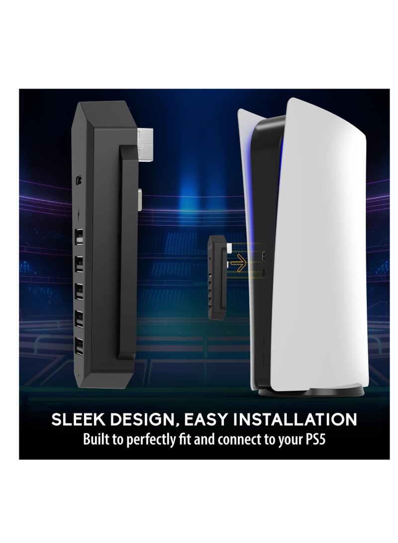 Excefore 5 Port USB Hub for PS5, 5 Port High-Speed USB Expansion Hub Extender Splitter Charger for Playstation 5 (Disc/Digital Edition),, 4 USB + 1 USB Charging + 1 Type C Port (NOT for 2023 PS5 Slim) - Image 5