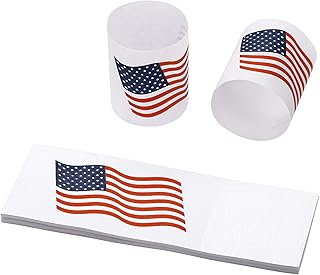 Gmark Paper Napkin Band Box of 500, Paper napkin rings self adhesive (US Flag) GM1109A - Image 1
