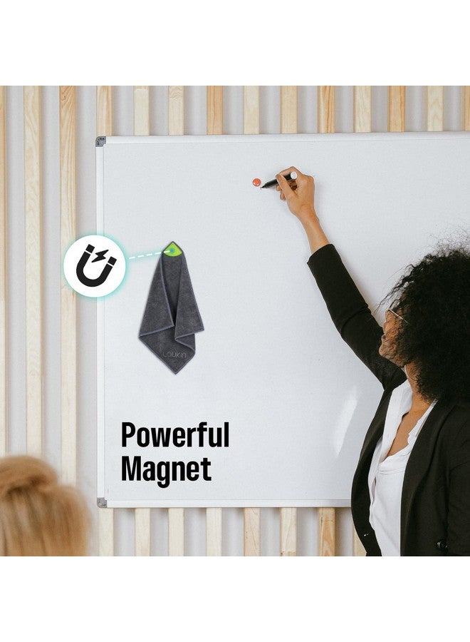 loukin 4 Pack Magnetic Cleaning Cloth,Microfiber Dry Erase Eraser,Washable Whiteboard Cleaning Cloth for Classroom, Home and Office,Gray, 12" x 12" - 3.4 fl oz Whiteboard Cleaner x 2 Included - Image 2