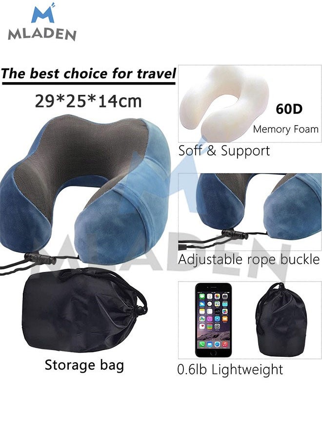 MLADEN - Neck Pillow for Traveling Premium Memory Foam Upgraded Travel Neck Pillows for Travel Airplane Pillow for Sleeping Airplane Car Office and Home Portable Travel Accessories - Image 1
