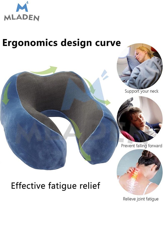 MLADEN - Neck Pillow for Traveling Premium Memory Foam Upgraded Travel Neck Pillows for Travel Airplane Pillow for Sleeping Airplane Car Office and Home Portable Travel Accessories - Image 1