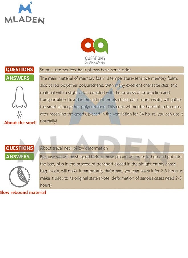 MLADEN - Neck Pillow for Traveling Premium Memory Foam Upgraded Travel Neck Pillows for Travel Airplane Pillow for Sleeping Airplane Car Office and Home Portable Travel Accessories - Image 1
