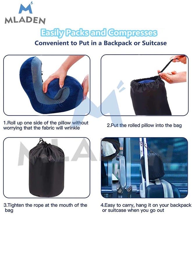 MLADEN - Neck Pillow for Traveling Premium Memory Foam Upgraded Travel Neck Pillows for Travel Airplane Pillow for Sleeping Airplane Car Office and Home Portable Travel Accessories - Image 1