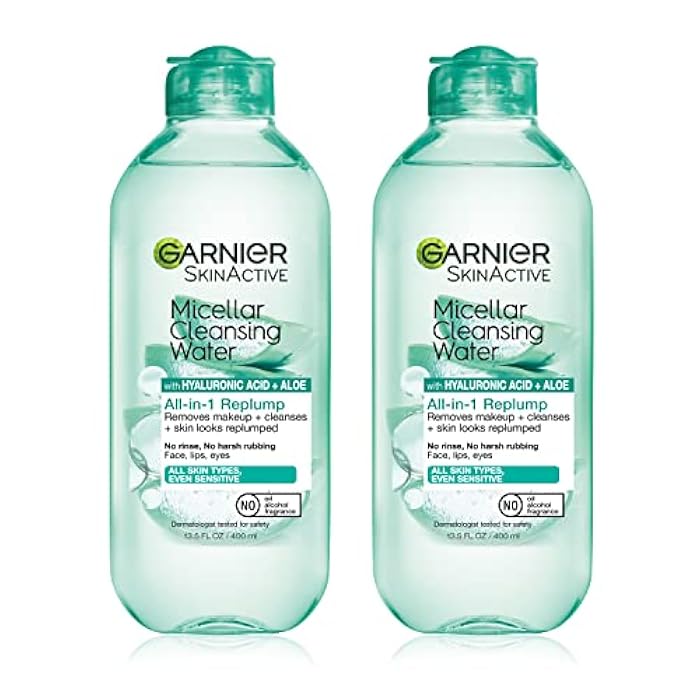 Garnier Micellar Water with Hyaluronic Acid, Facial Cleanser & Makeup Remover, Hydrating and Plumping, For All Skin Types, Vegan, Cruelty Free, 13.5 Fl Oz (400mL), 2 Count - Image 1