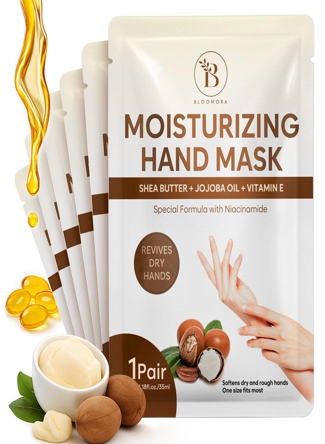 BLOOMORA Repairing Hand Mask for Dry Cracked Hands, Hand Masks with Shea Butter, Jojoba Oil & Vitamin E, Moisturizing Gloves, Skin Care Gifts for Women & Men, Self Care Gifts for Women (6 Pairs) - Image 1