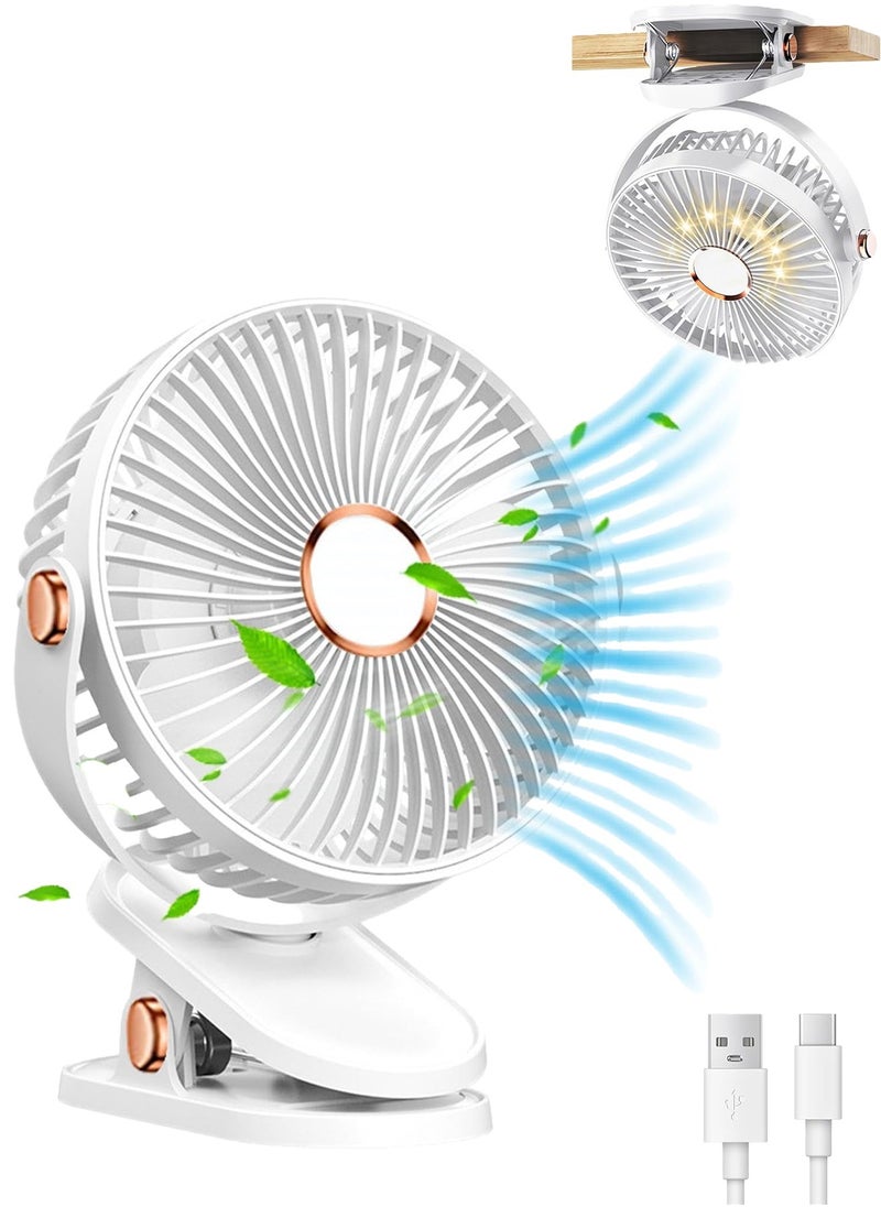 HEROCKX Mini USB Fan 180° Rotate Table Fan Portable Small Fan for Bedroom Home Office Outdoor Travel 6inch (White)  - Image 1