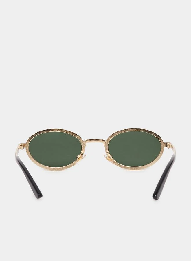 Styli Textured Frame Round Sunglasses