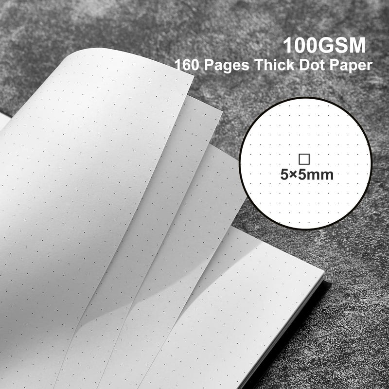 Yoment Dot Grid Spiral Notebook A5 Spiral Bullet Dotted Journal 160 Pages Thick Dot Paper Notebooks Plastic Hardcover Spiral Notebook 5x7 Wire Bound Notebooks for Note Taking School Office Supplies,Black - Image 3