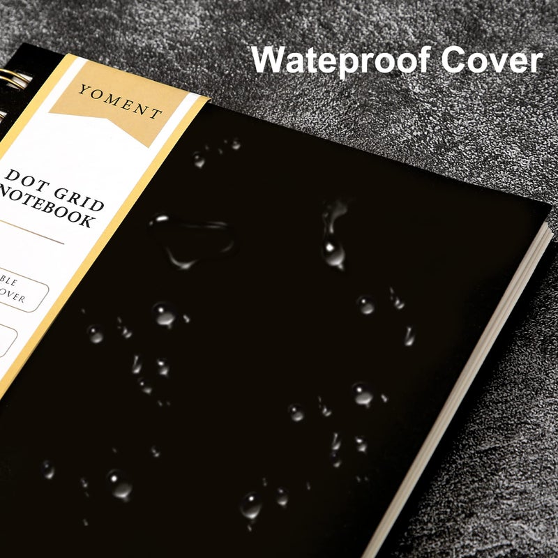 Yoment Dot Grid Spiral Notebook A5 Spiral Bullet Dotted Journal 160 Pages Thick Dot Paper Notebooks Plastic Hardcover Spiral Notebook 5x7 Wire Bound Notebooks for Note Taking School Office Supplies,Black - Image 2