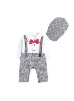 Hopscotch Hopscotch Boys All-Over Print Half-Sleeve Romper In Grey Color for Ages 3-6 Months  - Image 1