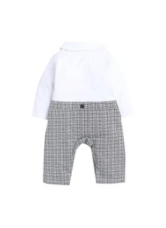 Hopscotch Hopscotch Boys All-Over Print Half-Sleeve Romper In Grey Color for Ages 3-6 Months  - Image 2