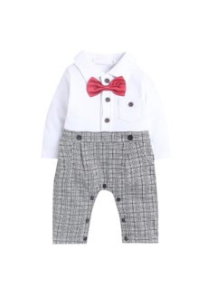 Hopscotch Hopscotch Boys All-Over Print Half-Sleeve Romper In Grey Color for Ages 3-6 Months  - Image 4