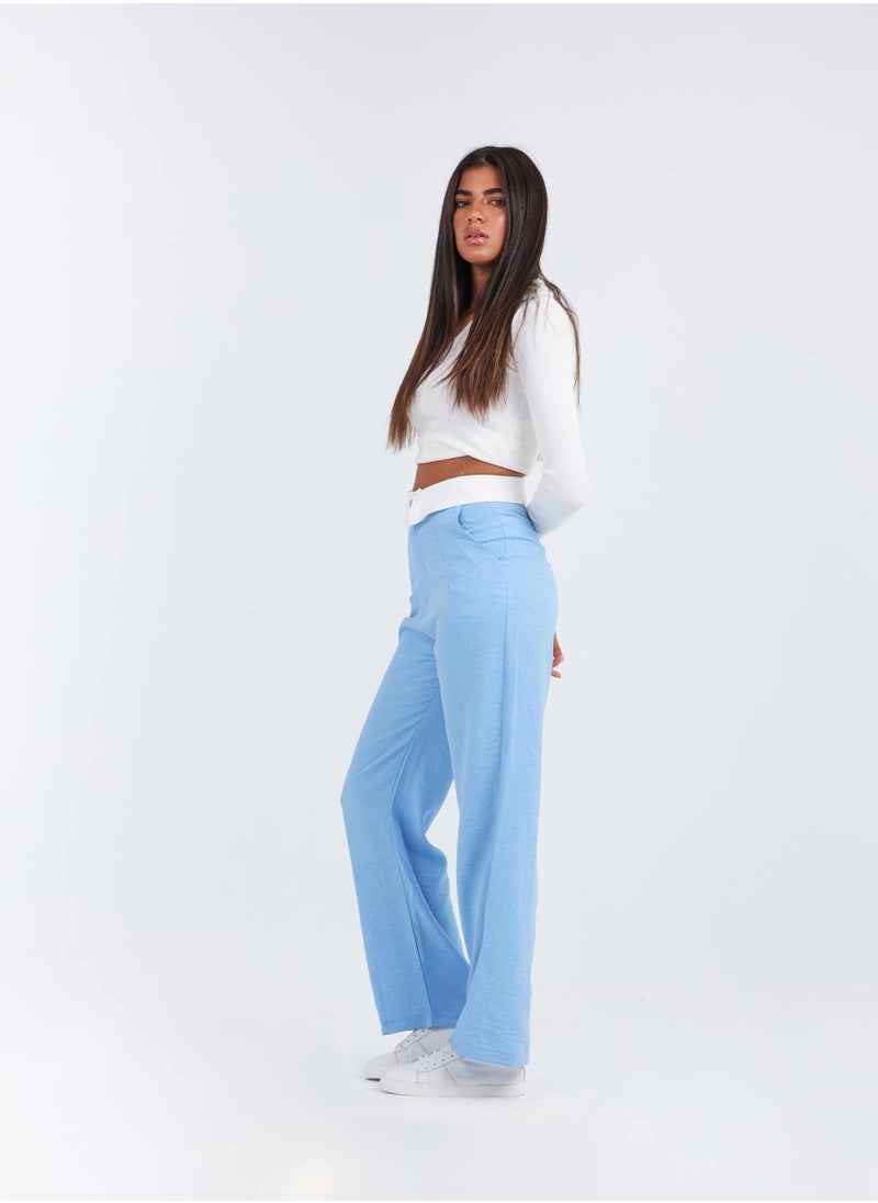 High-Waist Light Blue Folded Waistband Wide Leg Trousers. - pzsku/ZDA2EBB4DC8C70E58A2B6Z/45/_/1721181197/b9f402a7-547f-4254-b910-524b4f0d926e