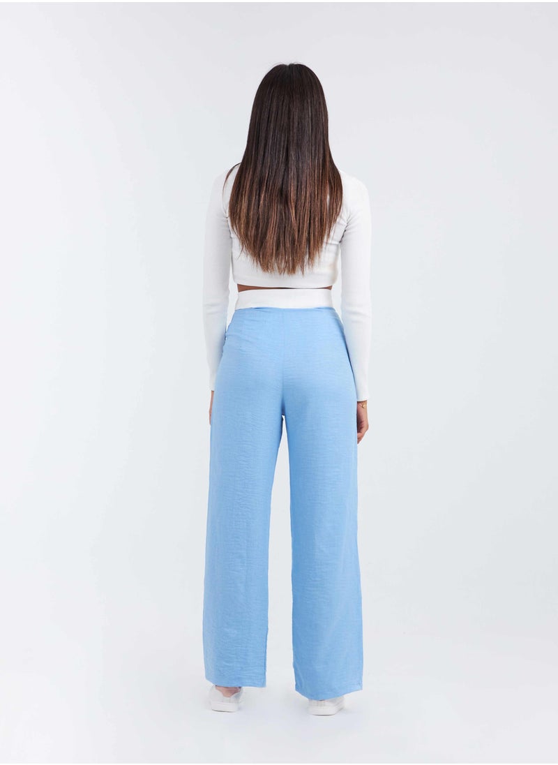 High-Waist Light Blue Folded Waistband Wide Leg Trousers. - pzsku/ZDA2EBB4DC8C70E58A2B6Z/45/_/1721181198/cf8cb106-5ce9-45a5-b214-ed26428dc626