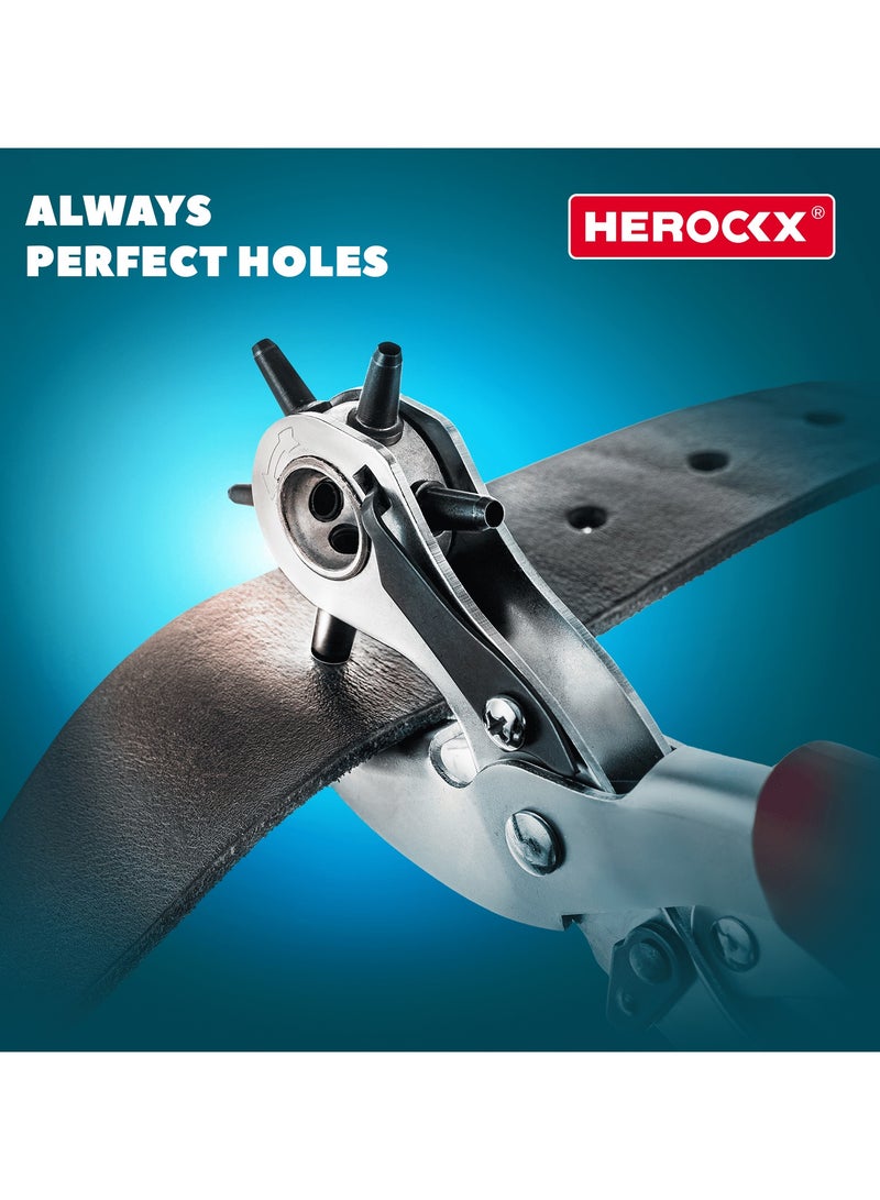 هيروكس ثاقب جلد، مثقاب ثقوب أحزمة للجلد، مجموعة كماشة مثقاب دوارة، كماشة ثقب جلد للأحزمة، الساعات، الحقائب الجلدية، أداة ثقب جلد للأحزمة بقطر: 5/4.5/4/3.5/3/2.5 مم. - Image 5