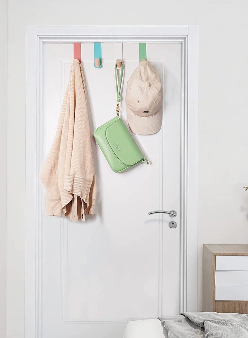 SYOSI Coat Hooks Over Door Heavy Duty Wooden Colour Towel Hooks Back of Door Hanging Hanger for Clothes Hat Jacket Clothing, 4pack  - Image 3