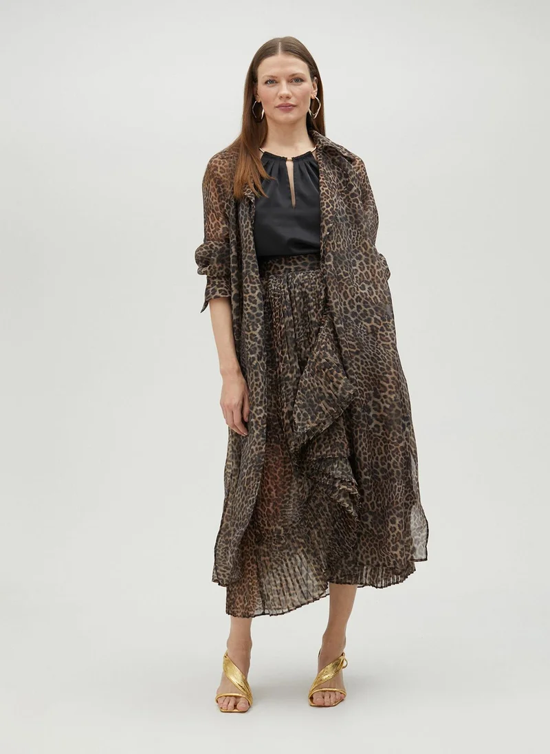Lola Casademunt Animal print organza trench coat