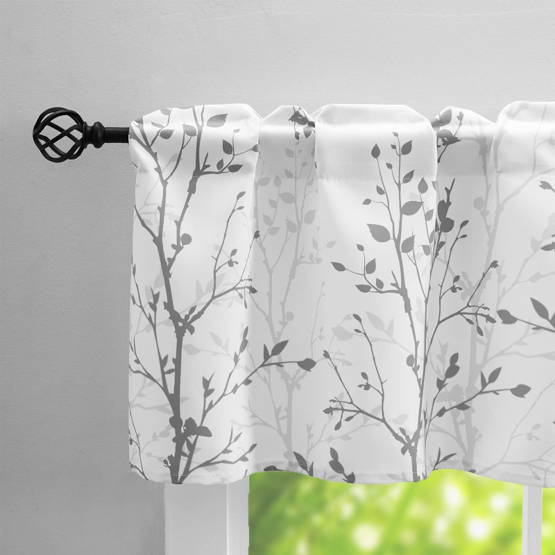 Luvyohmee Tree Branch Printed Curtain Valance, 18 inches Long Window Treatment Valance, Grey Window Valances for Kitchen, Bathroom, Dining Room, Living Room, Bedroom and Kidâ€™s Room,1 Panel - Image 3