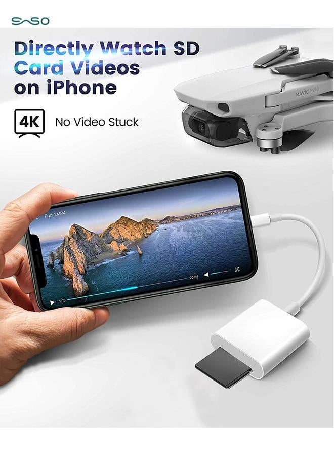 SparkSprout Lightning to SD Card Camera Reader, Trail Camera Viewer SD Memory Card Adapter for iPhone 14/13/12/11/XS/XR/X/8/7/iPad, Plug and Play - Image 3