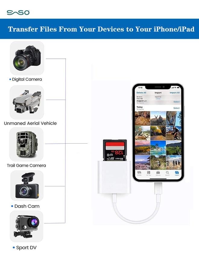 SparkSprout Lightning to SD Card Camera Reader, Trail Camera Viewer SD Memory Card Adapter for iPhone 14/13/12/11/XS/XR/X/8/7/iPad, Plug and Play - Image 5