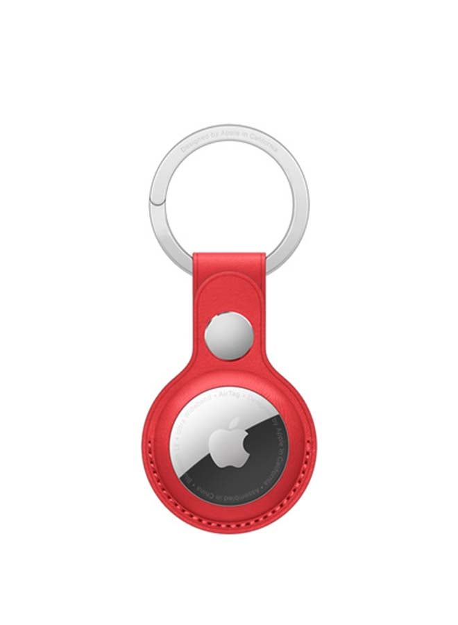 AirTag Leather Key Ring poppy